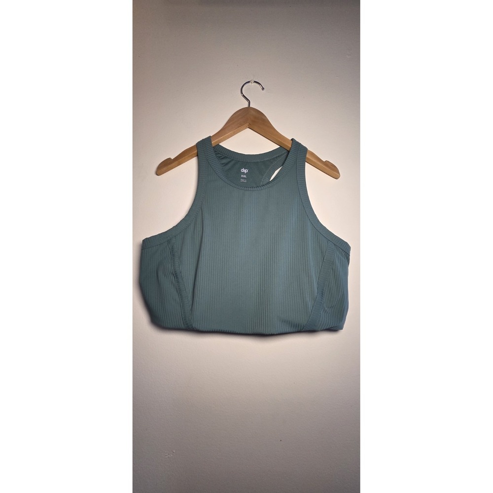 dip  Sports Bra XXL Ribbed green Activewear Top Yoga Workout Comfort